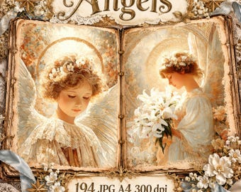 Angel Junk Journal Pages, Christian Scrapbook Paper, Religious Printable JPG Art, Digital Download