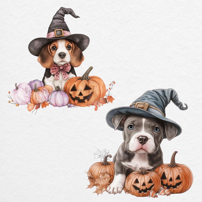 Halloween Dog Clipart Bundle: Watercolor Puppies PNG (digital Download ...