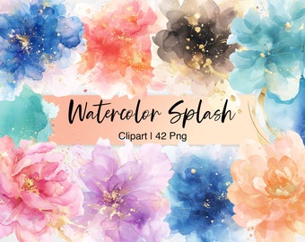 Watercolor Splash Clipart: Abstract Floral Brush Strokes (Digital Download)