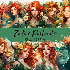 Clipart Zodiaku, Wersja Ruda Głowa, Rude Włosy Dziewczyny Zodiaku, Akwarela Znak Zodiaku, Clipart Astrologii, Horoskop PNG, Niebiański, Użytek Komercyjny