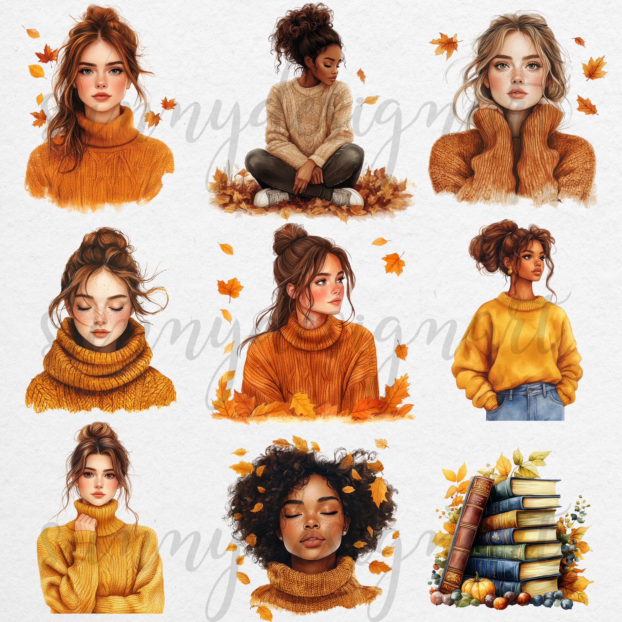 Cozy Fall Clipart Bundle: Watercolor Autumn Digital Stickers - Etsy
