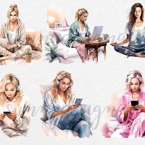 Lounge Wear Fashion Clipart: Cozy Lady Boss Graphics (PDF Link) image 5