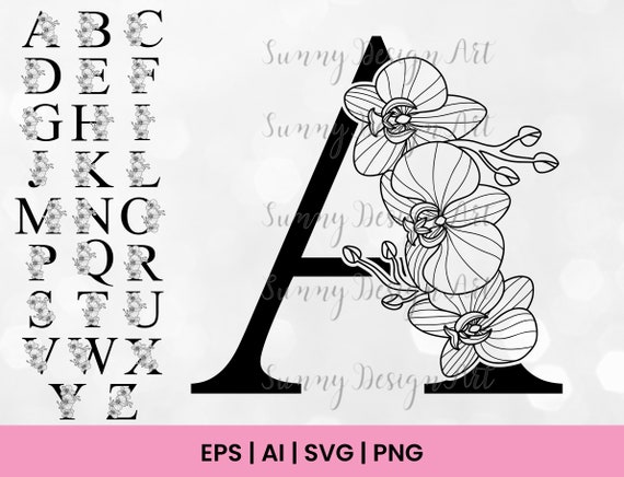 ☆ A＆H ☆ページ♪１名様限定☆両面 letter of flower Floral Orchid Alphabet SVG: Flower Number Cut Files (instant