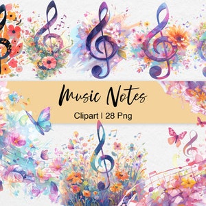 Muzieknoot clipart, aquarel melodieuze muzieknoot clip art bundel, scrapbooking, kaart maken, afdrukbare, digitale download, commercieel gebruik
