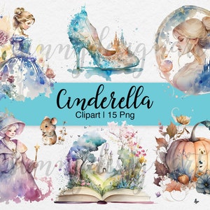 Clipart di Cenerentola, clipart Principessa acquerello, Cenerentola Png, Illustrazione da favola, Clipart del Castello della principessa, Uso commerciale