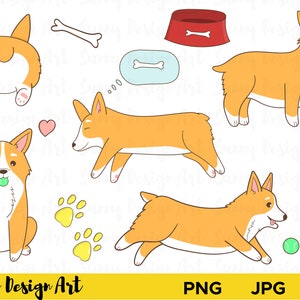 Corgi Clipart, Dog Lover Clipart, Cute Puppy PNG, Vector Art, Nursery Decor, Baby Shower Graphics, Digital Download, Commercial Use