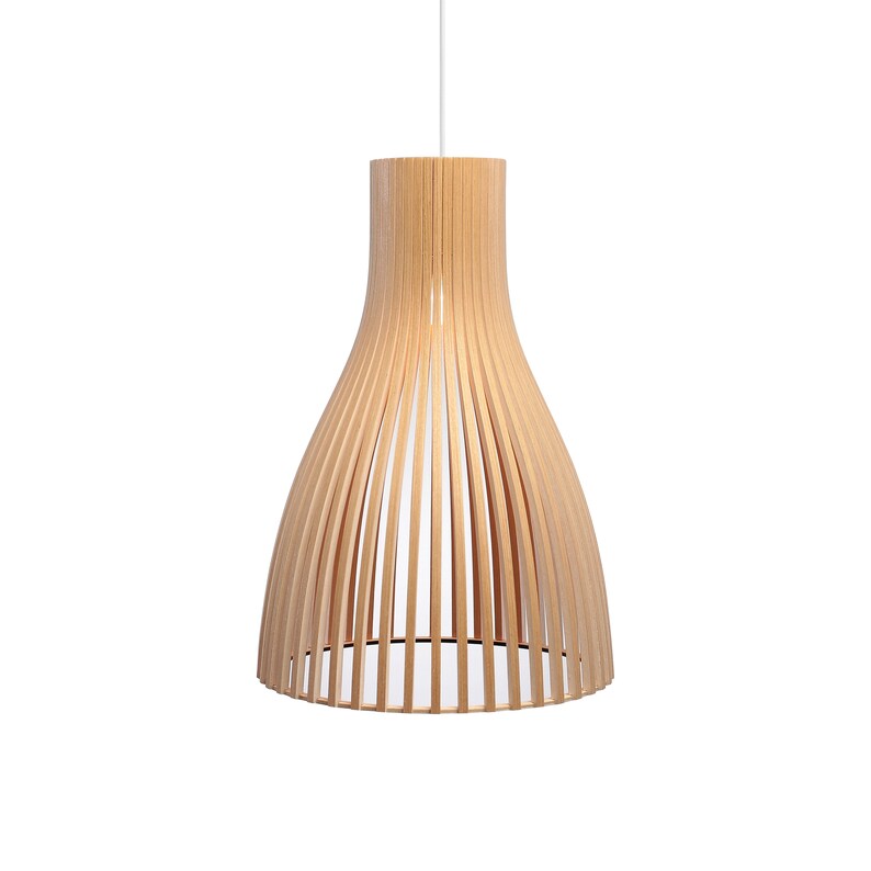 Wood Lamp Wooden Shade Hanging Pendant Light Ceiling Scandinavian Modern Plywood Loft