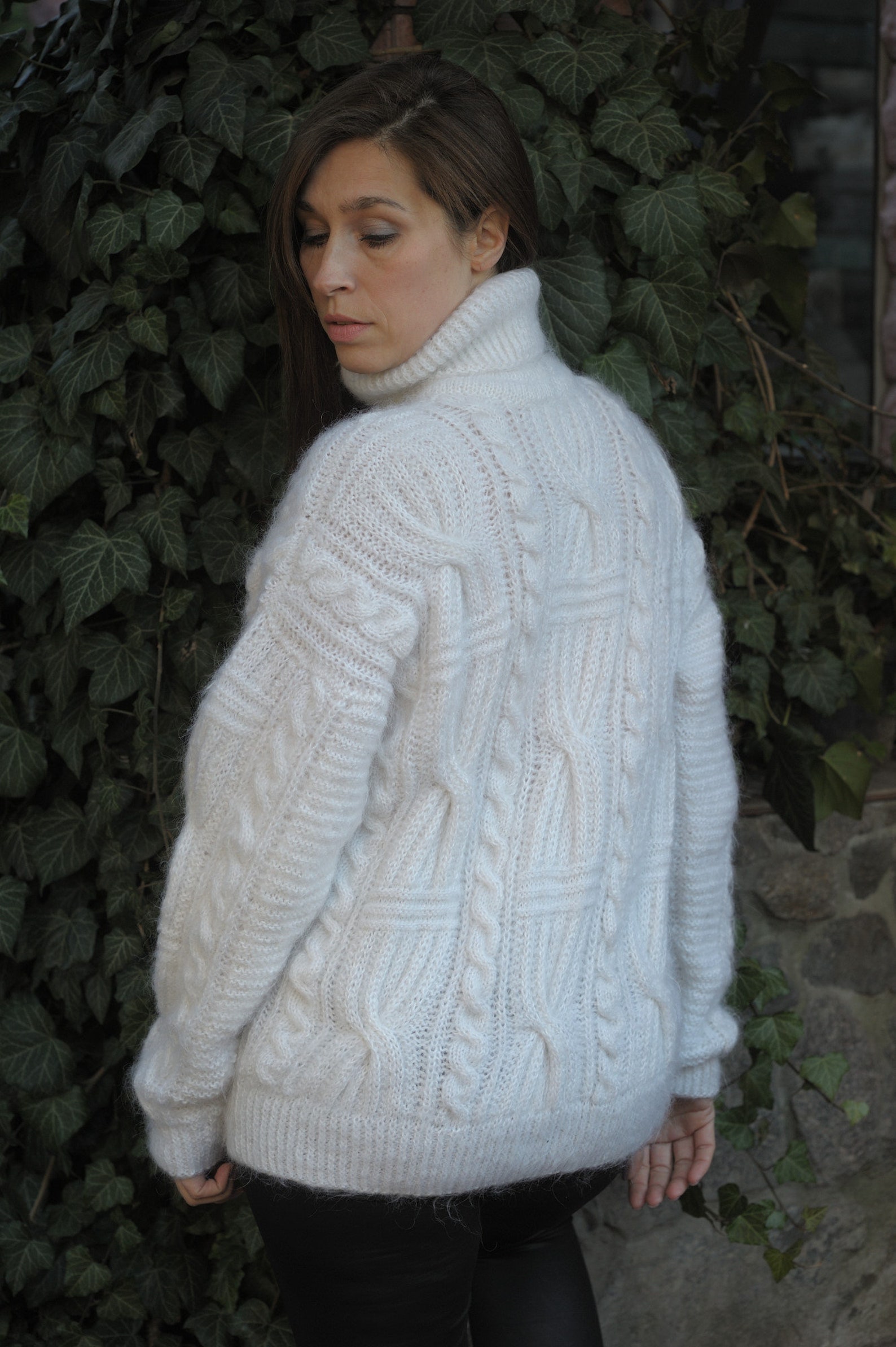 Mohair White Knit Women's Sweater White Colour Soft Warm Etsy