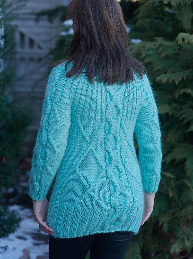 Women's wool sweater Green Knit Wool Alpaca Fashion Warm Soft Casual Sweater image 3