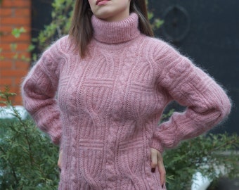 Mohair Knit Women's Sweater   Pink Colour Soft Warm