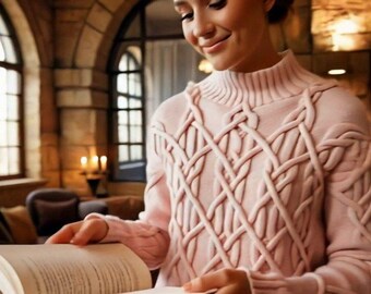 Cable knit sweater Wool sweater CableKnit Pullover  Chunky handknit sweater turtleneck sweater