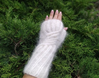 Mohair Mittens mohair gloves wool mittens wool gloves Milky Wool Hand Knitted
