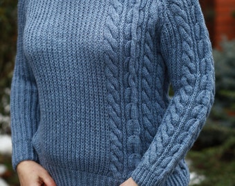 Cable knit sweater Hand Knitted sweater women sweater Hand Knit Cable Sweater