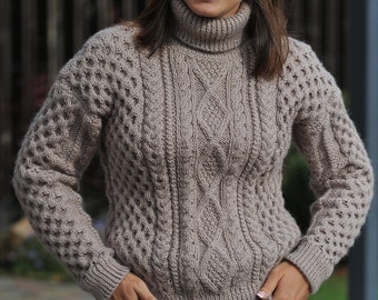 Cable knit sweater  Cable-Knit Turtleneck Sweater - Gorgeous Fall Winter Sweater Chunky handknit sweater turtleneck sweater