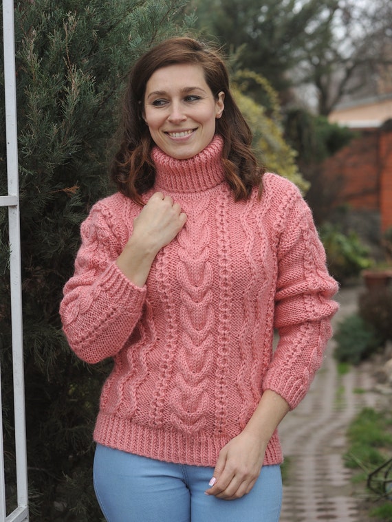 Alpaca Women's Wool Sweater Cable Knitted Sweater - Etsy