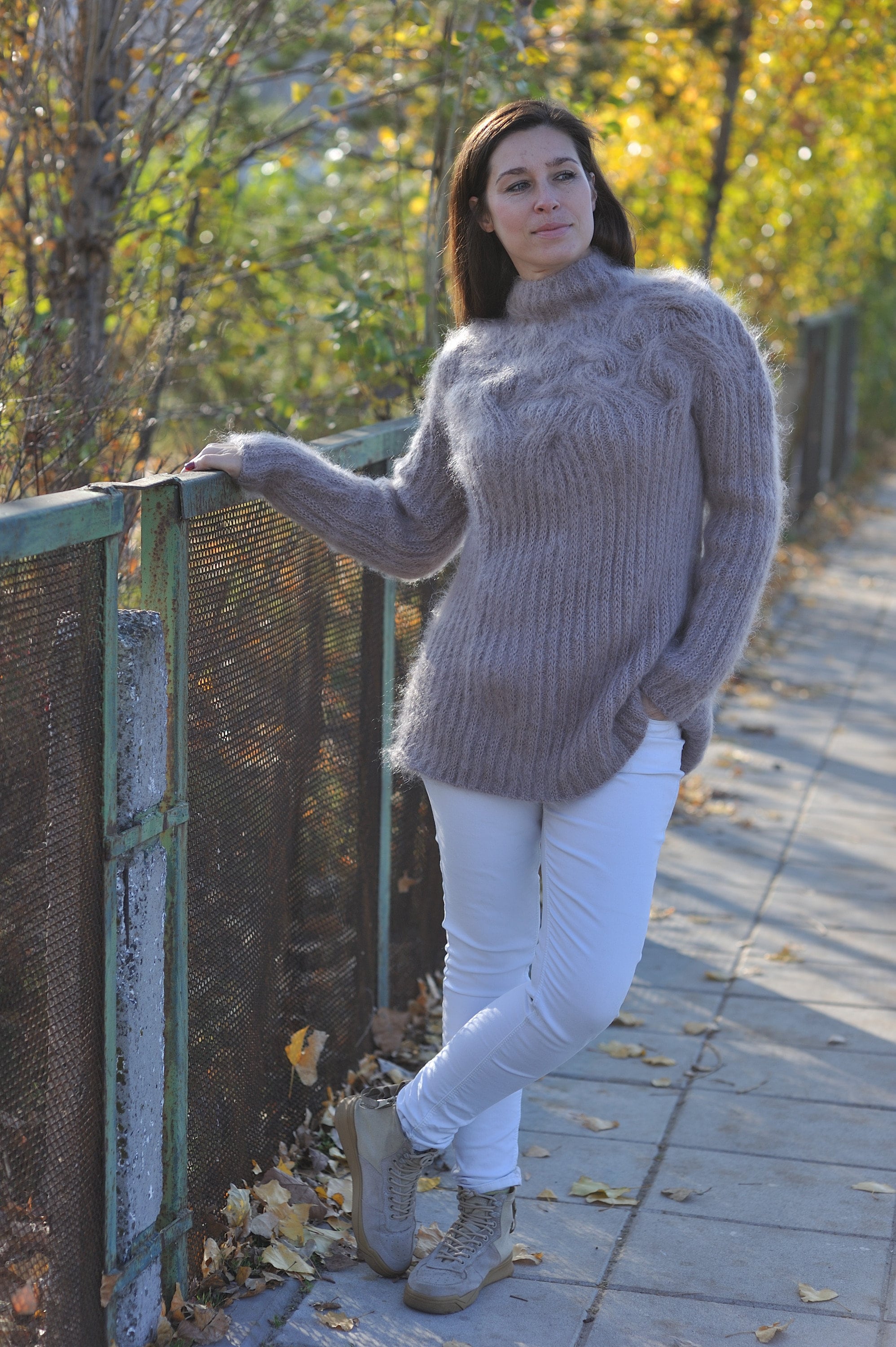 Mohair Sweater Turtleneck Sweater Womens Sweater Handknit