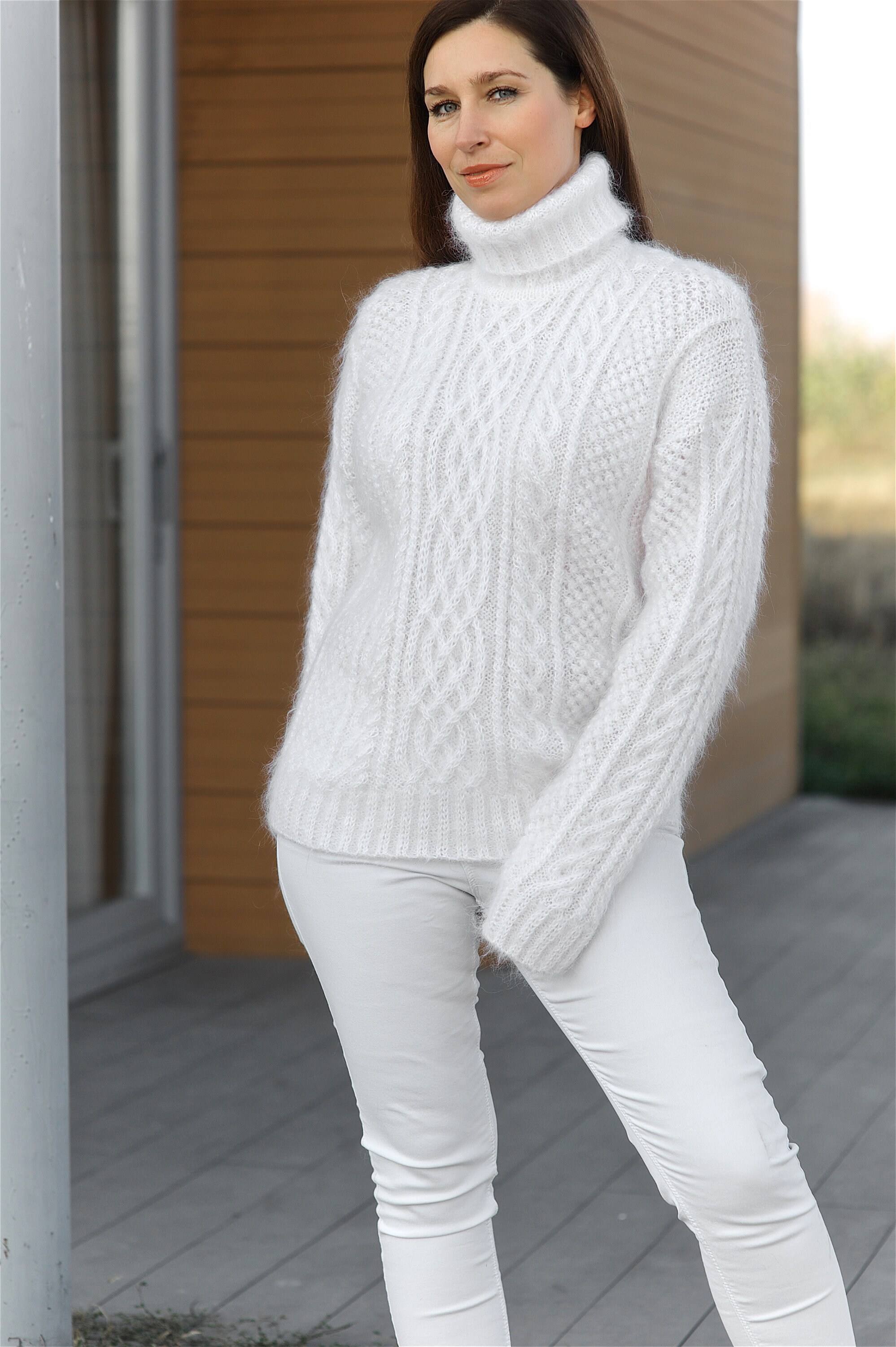 Mohair Sweaterwhite Mohair Sweaterturtleneck Sweater Womens 