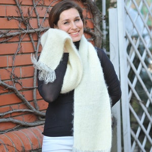 Mohair Scarf Milky Womens oversize long Handknitted  wool Scarf