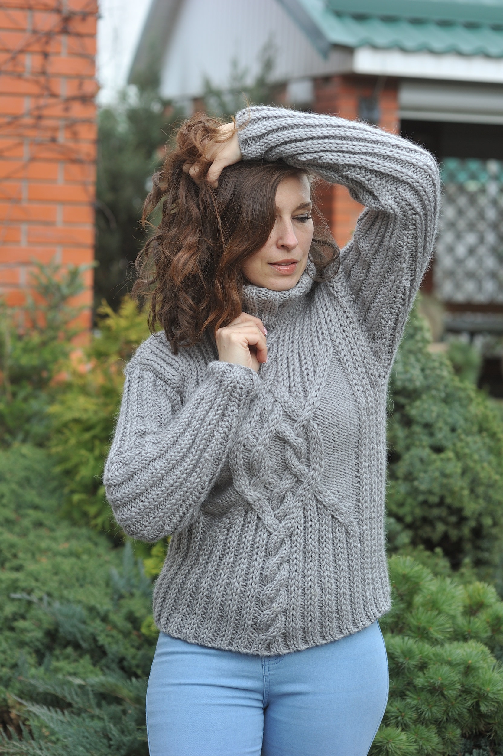 Suéter de lana para mujer Suéter de punto de cable Suéter de Etsy México