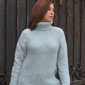 Mohair sweater Wool Women&#39;s sweater Women&#39;s pullover Fashion knitwear Handknit sweater Light blue sweater