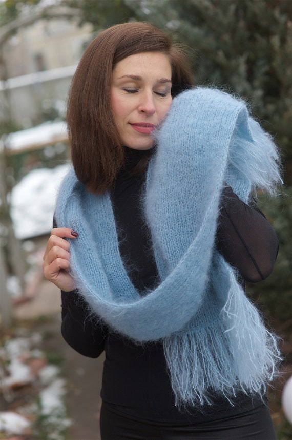 専用argue MOHAIR WOOL BIG STOLE シグネットシルバー Mohair Scarf Gray Womens Oversize Long Handknitted Wool Scarf - Etsy