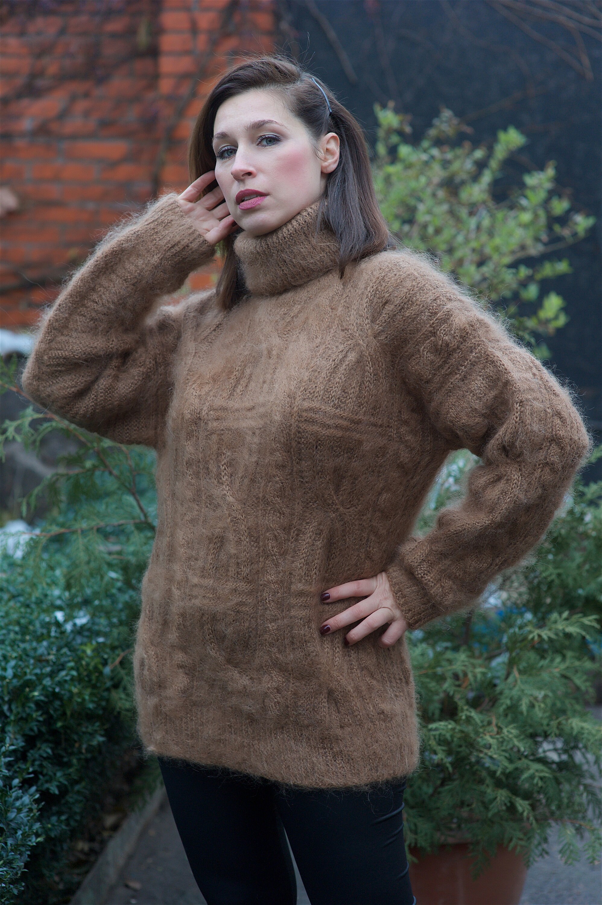 LOGO MOHAIR SWEATER IN BROWN main image 1