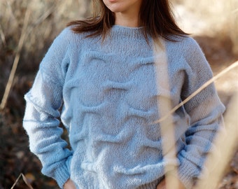 Alpaca womens sweater alpaca pullover Handknit alpaca sweater. Sweater for women ALPACA ON SILK