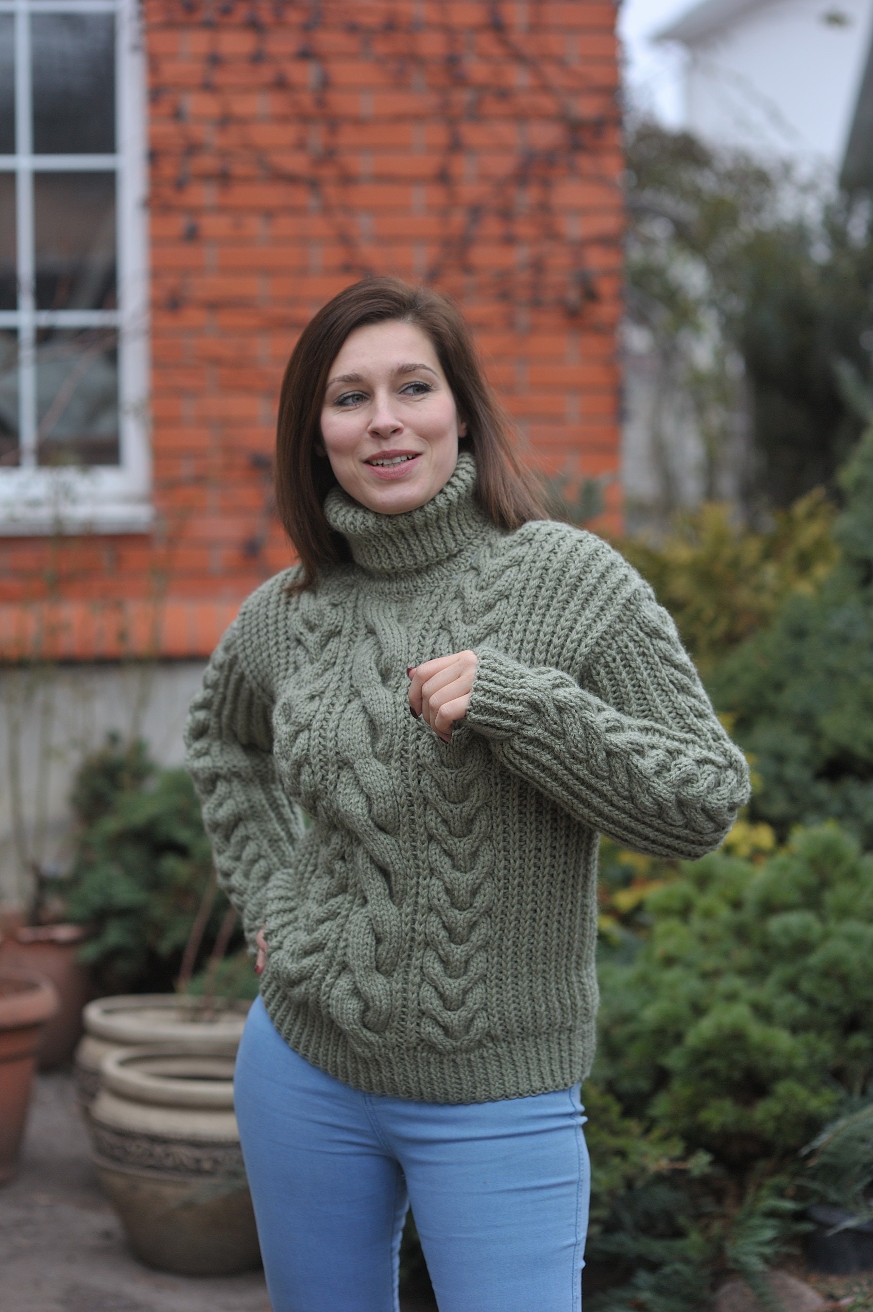 Cable Knitted Sweater Chunky Knit Turtleneck Sweater - Etsy
