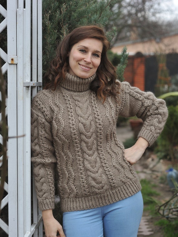 Alpaca Sweater Cableknit Women's Wool Sweater Cable - Etsy