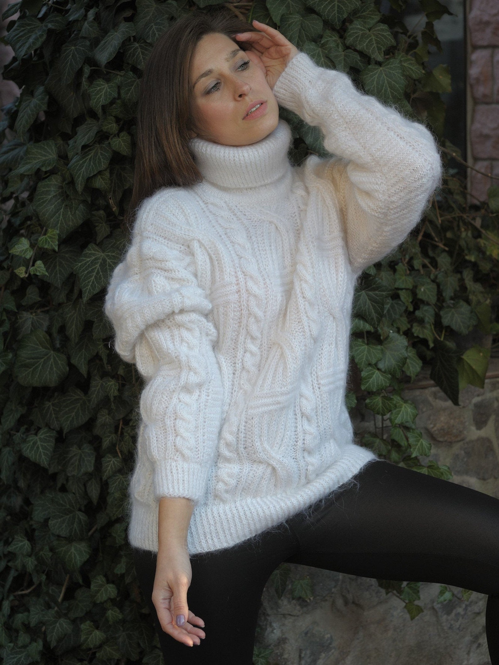 Mohair White Knit Women's Sweater White Colour Soft Warm Etsy