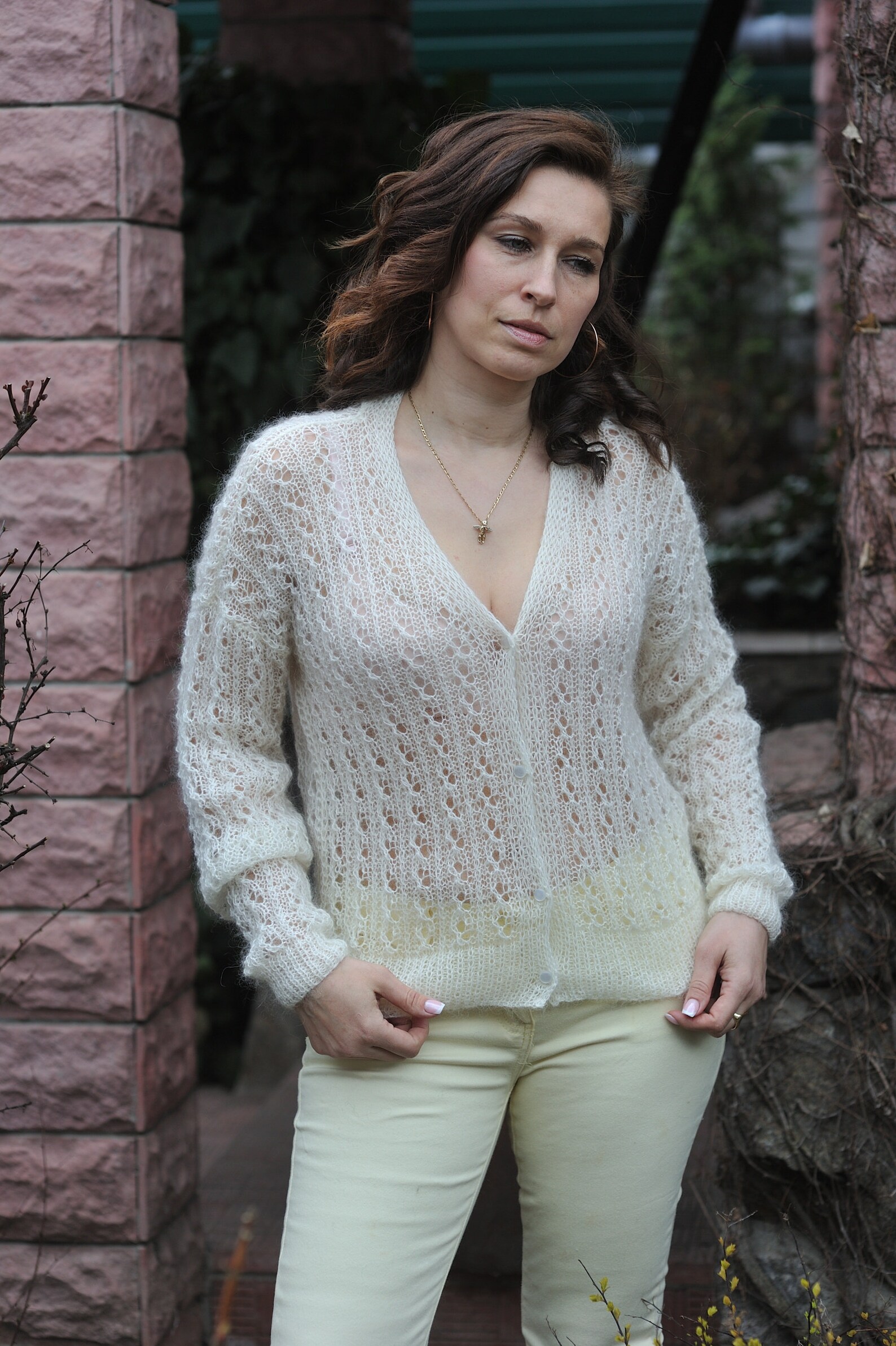 Alpaca Woman Cardigan White Cardigan Bridal Cardigan Handknit Woman