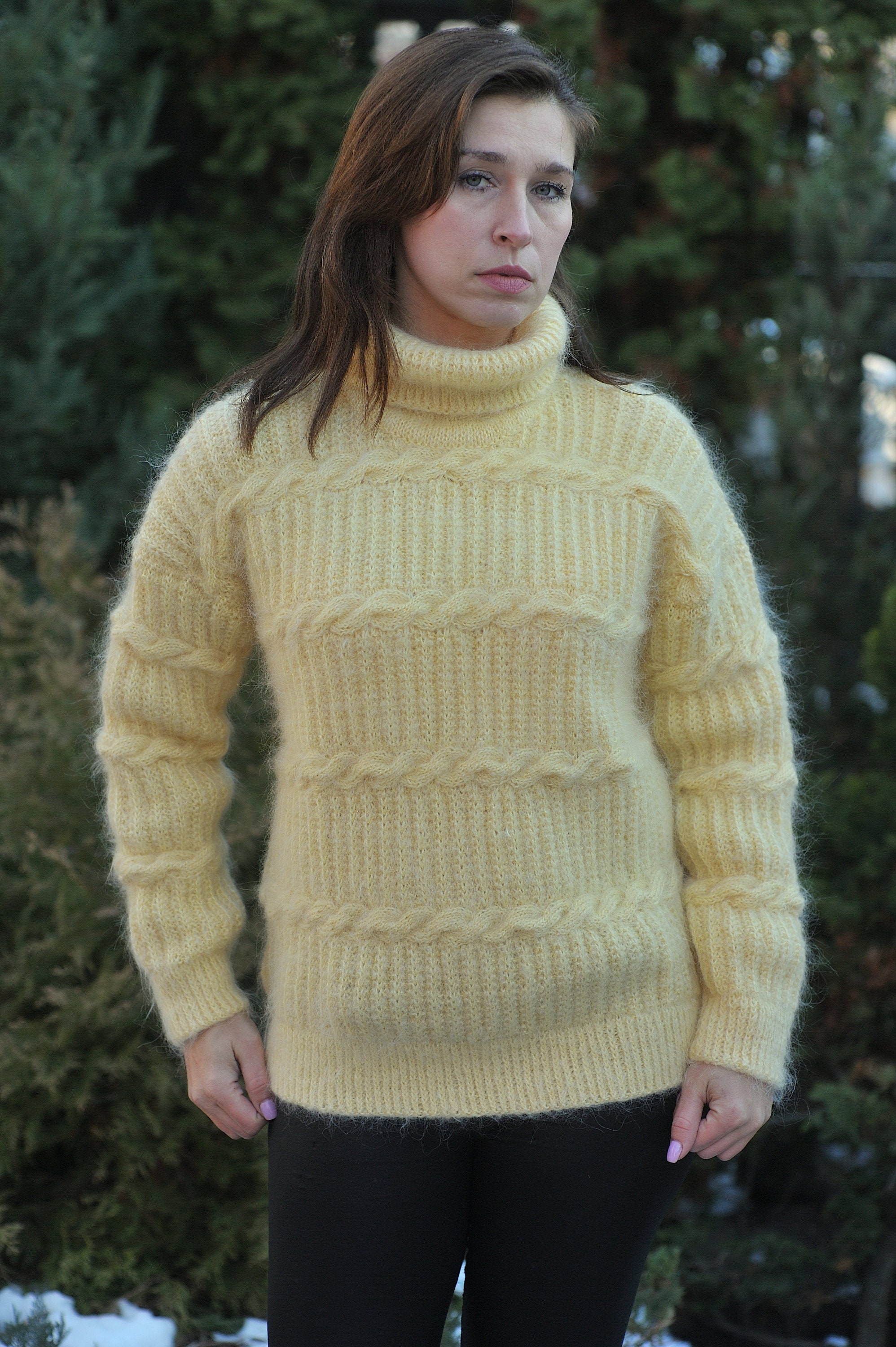 Mohair Sweater Mohair Pullover Wool Sweater Turtleneck Sweater Knitted ...
