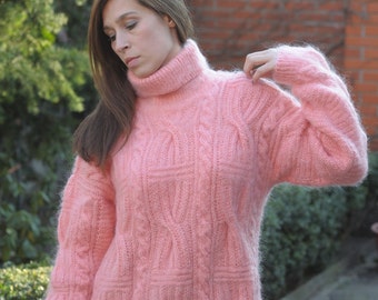 Mohair Sweater mohair Pullover woman sweater Apricot colour Warm Woman Pullover Only Handmade