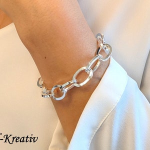 Silver bracelet, XXL bracelet, link bracelet real silver on stainless steel, noble bracelet, silver rings, shiny silver, silver bracelet, gift for woman
