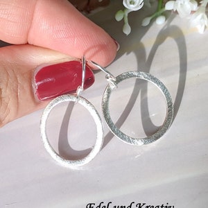 Creolen 925er Sterling Silber matter Ring 2.5cm,echt Silber Kreise,Gliederohrring,Ringe versilbert,schlichte Ohrhänger,leichte Ohrringe,ring Bild 5