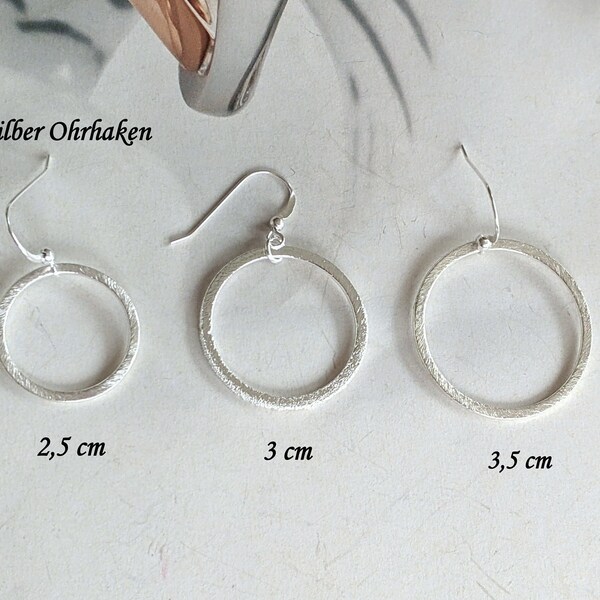 Ohrringe großer versilberter Ring,925er Silberhaken,5 Größen,Silberringe,trendige Gliederohrringe,Kreis,minimal,Statementohrringe,Creolen