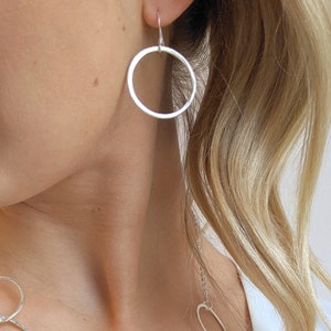 Earrings large silver-plated ring, 925 silver hooks, 5 sizes, silver rings, trendy link earrings, circle, minimal, statement earrings, hoop earrings Ring+Haken