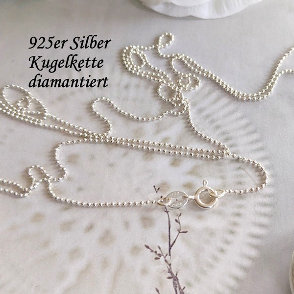 Sterling Silber Kette 80cm oder 90cm,lange 925 Silberkette glitzernd,echt Silber,feine Silberkette,Kugelkette,Basiskette,Kette für Anhänger