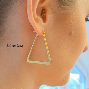 Creolen Gold Dreieck,7 oder 4cm,vergoldetes Edelstahl,eckig,Hexagon,geometrisch,triangle,Edelstahl Schmuck,Trend,XXL Ohrhänger,große Creolen 4