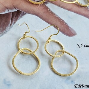 Earrings 2 rings, 925 gold ear hooks, gold rings, trendy link earrings, gold-plated circles, bubble earrings, statement earrings, gold cones