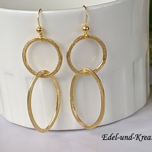 Earrings 2 rings on 925 silver hooks, gold rings, trendy link earrings, circles gold plated, bubble earrings, statement earrings, creole gold oval