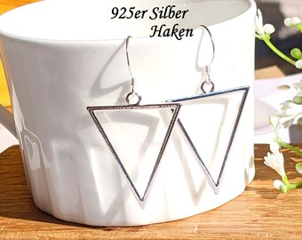 Ohrringe Dreieck Silber auf 925er Silberhaken,geometrische,trendige Ohrhänger,minimalistische Hängeohrringe,Statementohrringe,Creolen silber