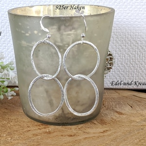 Earrings 2 or 3 rings bubble, 925 silver hooks, silver rings, link earrings, large circles, silver-plated rings, long XL earrings 8 cm, statement image 7