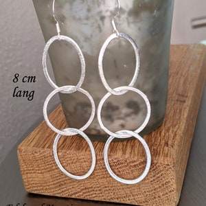 Earrings 2 or 3 rings bubble, 925 silver hooks, silver rings, link earrings, large circles, silver-plated rings, long XL earrings 8 cm, statement 8 Centimetres