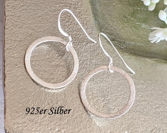 Creolen 925er Sterling Silber matter Ring 2.5cm,echt Silber Kreise,Gliederohrring,Ringe versilbert,schlichte Ohrhänger,leichte Ohrringe,ring