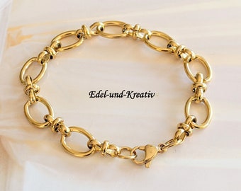 Gold Armband,18 K vergoldetes Edelstahl,hypoallergen,Goldringe, massives Figaro Armband,Statementarmband für jeden Tag,Unisex,Gliederarmband