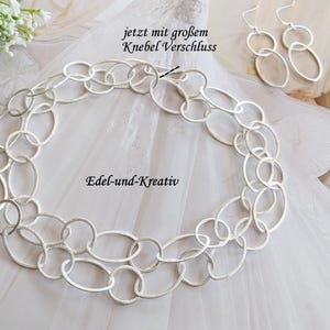 Gliederkette Silber,rund oval,Trendkette, Wickelkette,lange Silberkette,Schmuckset,Statement Kette,Collier,versilbert,Y-Kette,Kette+Ohrringe