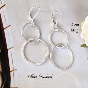 Ohrringe Silber, 925er Silber Ohrhaken, Klapp Brisuren, Gliederohrringe, 2 Kreise, versilberte Bubbles, Schmuckset, leichte Ohrringe