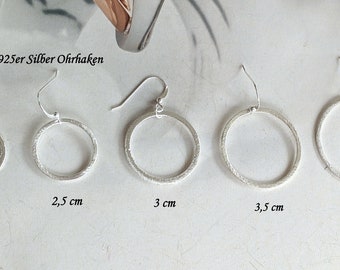 Ohrringe großer versilberter Ring,925er Silberhaken,5 Größen,Silberringe,trendige Gliederohrringe,Kreis,minimal,Statementohrringe,Creolen