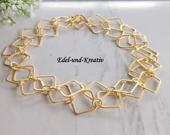 Gliederkette Gold,Goldkette deluxe,Collier,Statementkette gold,Kette große Ringe,Abendkleid,ausgefallen,mattes Gold,geometrische Kette,edel